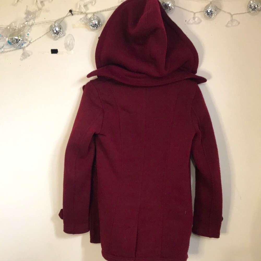 🆕✨Forever21 Burgundy Double Button Detachable Hooded Fall Coat! Sz S!BNWOT!✨ - Picture 5 of 13